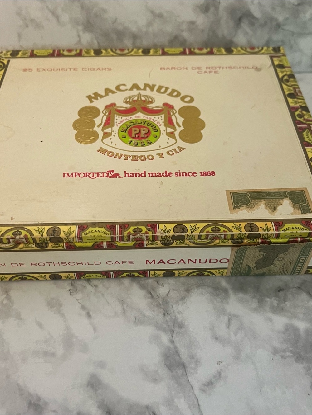 Montego Y Cia Decorative Cigar Box - Cream and Gold